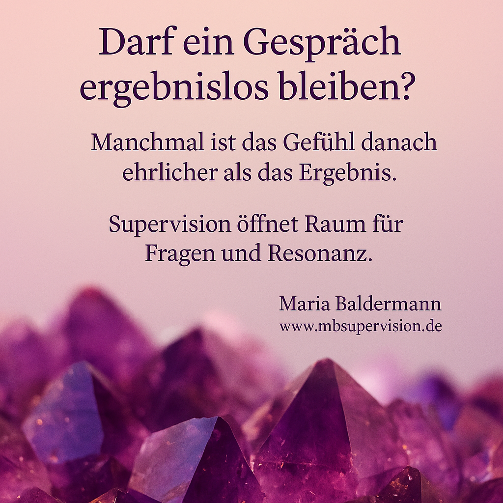 Darf ein Gespräch ergebnislos bleiben? Manchmal ist das Gefühl danach ehrlicher als das Ergebnis. Supervision öffnet Raum für Fragen und Resonanz.