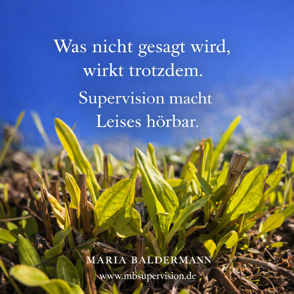 Was nicht gesagt wird, wirkt trotzdem. Supervision macht leises hörbar.